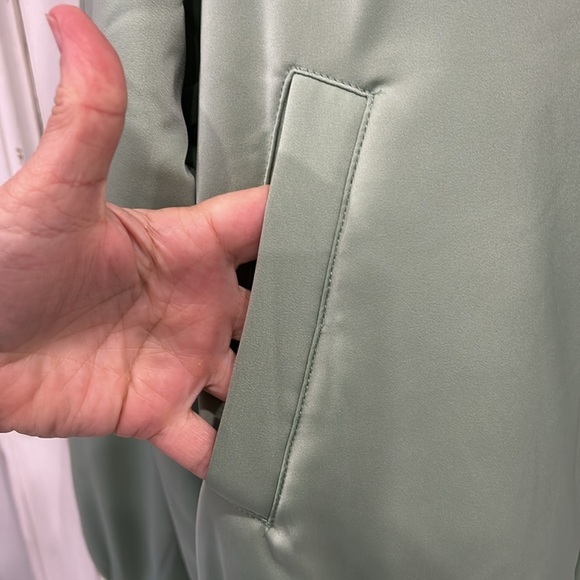Adika Spoiled Girl Satin Finish Mint Green Oversized Bomber Jacket - XL - Picture 7 of 11